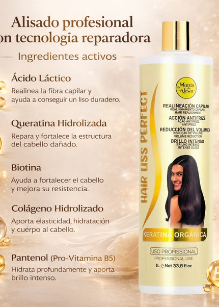 Pre-Tratamiento 250ml  + Kit de Alisado  Hair Liss Perfect 300ml + Mantenimiento Pos-Alisado