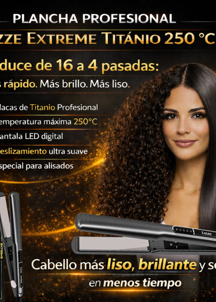 Plancha Alisadora de Pelo Profesional Lizze Extreme  250°C /480°F + REGALO Peine de Carbon