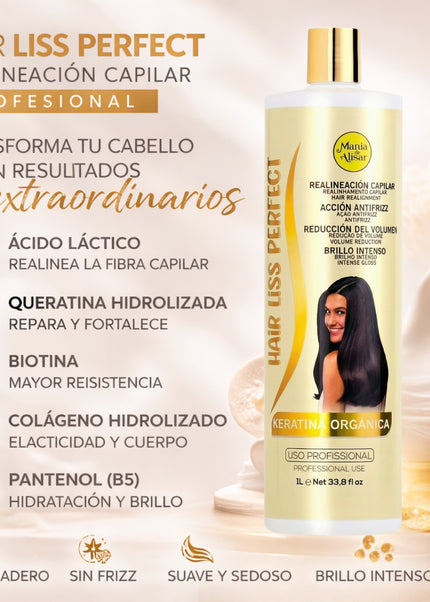 Pre-Tratamiento 250ml  + Kit de Alisado  Hair Liss Perfect 300ml + Mantenimiento Pos-Alisado