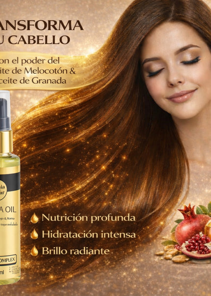 MANIA Oil, Sérum  Perfumado con Aceites de Melocotón y Granada  Nutre, Hidrata y Sella Puntas