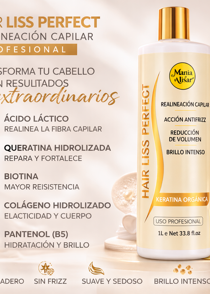 Pre-Tratamiento 250ml  + Kit de Alisado  Hair Liss Perfect 300ml + Mantenimiento Pos-Alisado