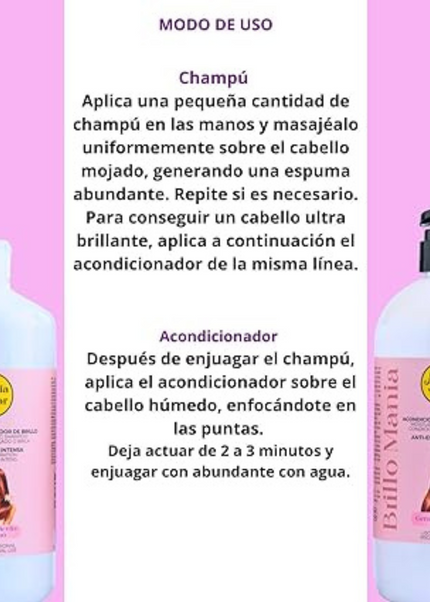 Champú Hidratación Brillo Mania con Aceite de ricino y keratina 1000ml