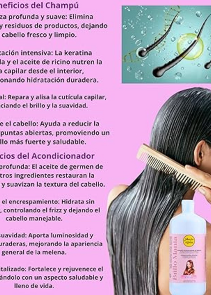 Champú Hidratación Brillo Mania con Aceite de ricino y keratina 1000ml
