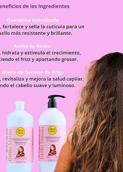 Champú Hidratación Brillo Mania con Aceite de ricino y keratina 1000ml