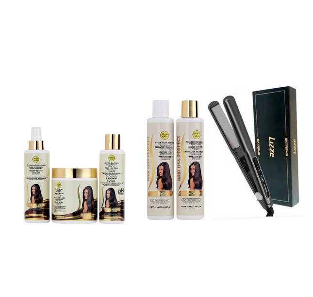 Kit de Pre-quimica + Kit de Keratina Hair Liss Perfect 300ml + Plancha + REGALO Peine de Carbon
