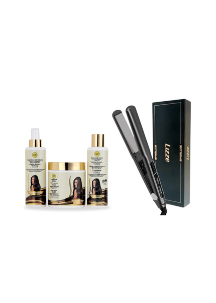 Kit de Máscara, Acidificante y Keratina Liquida + Plancha Lizze Extreme