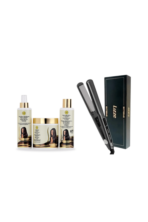 Kit de Máscara, Acidificante y Keratina Liquida + Plancha Lizze Extreme