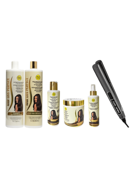 Kit de Keratina Hair Liss Perfect 1000ml + Kit de Pré-Quimica + Plancha