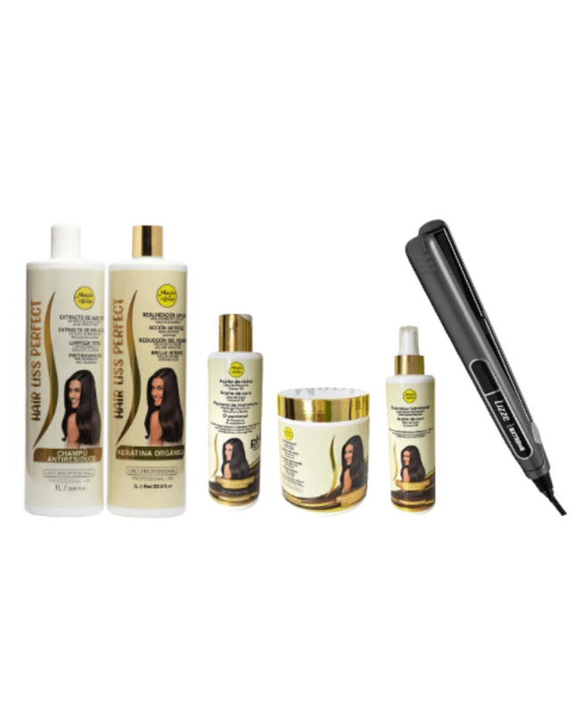Kit de Keratina Hair Liss Perfect 1000ml + Kit de Pré-Quimica + Plancha