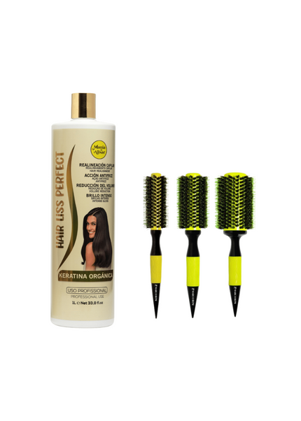 Kit de Keratina Hair Liss Perfect 1000ml + Cepillos Punta fina