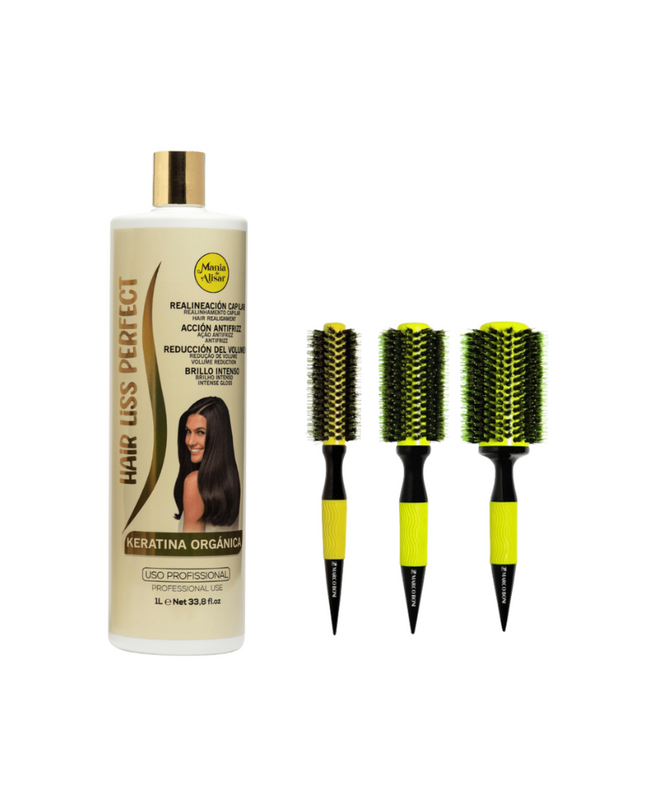 Kit de Keratina Hair Liss Perfect 1000ml + Cepillos Punta fina