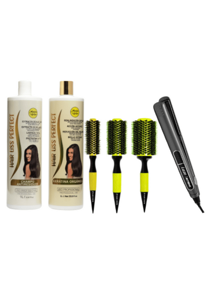 Kit de Keratina Hair Liss Perfect + Plancha + 3 Cepillos