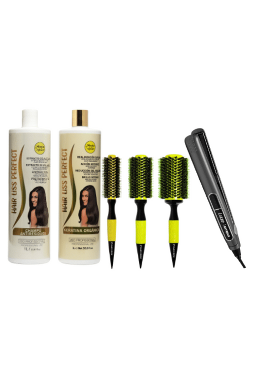 Kit de Keratina Hair Liss Perfect + Plancha + 3 Cepillos