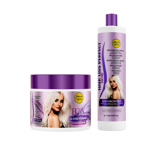 Alisado Hair Liss Perfecto Matizador 1000ml + Btx Rubia Poderosa 500g
