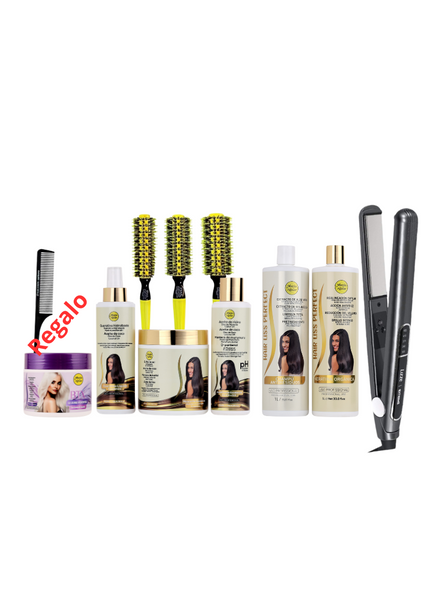 Kit de Alisado 1000ml + Plancha + Pretratamiento + Cepillos + Regalo: Btx Blond + Peine de Carbon