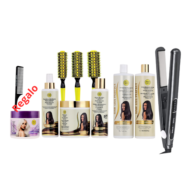 Kit de Alisado 1000ml + Plancha + Pretratamiento + Cepillos + Regalo: Btx Blond + Peine de Carbon