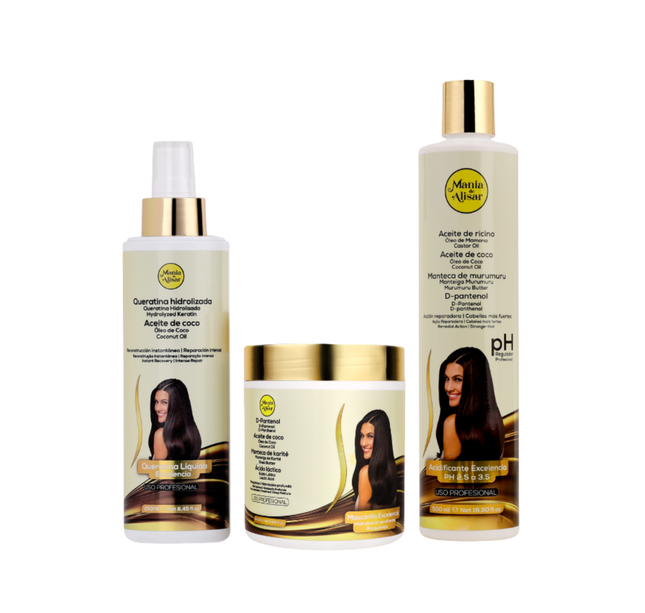 Kit Pré-Tratamiento, Máscara 500g, Acidificante 500ml y Keratina Liquida 250ml