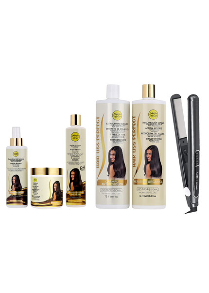 Kit Hair Liss Perfect Keratin 1000ml + Kit Pré-Química + Prancha