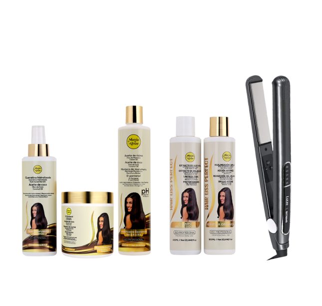 Kit de Pre-Tratamiento + Kit de Alisado Hair Liss Perfect 300ml + Plancha + REGALO Peine de Carbon
