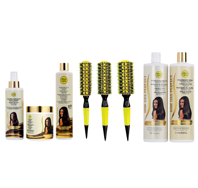 Kit de Pre-Tratamiento  + Kit de Alisado Hair Liss Perfect 1000ml + Cepillos