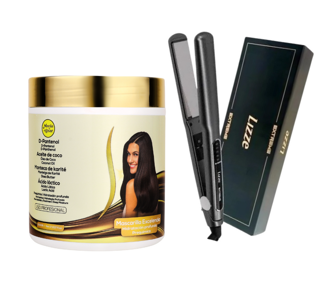 Mascara  Excelência + Plancha Lizze Extreme 250°C /480°F  + REGALO Peine de Carbon