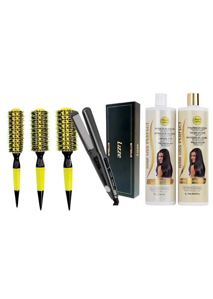 Kit de Keratina Hair Liss Perfect + Plancha + 3 Cepillos