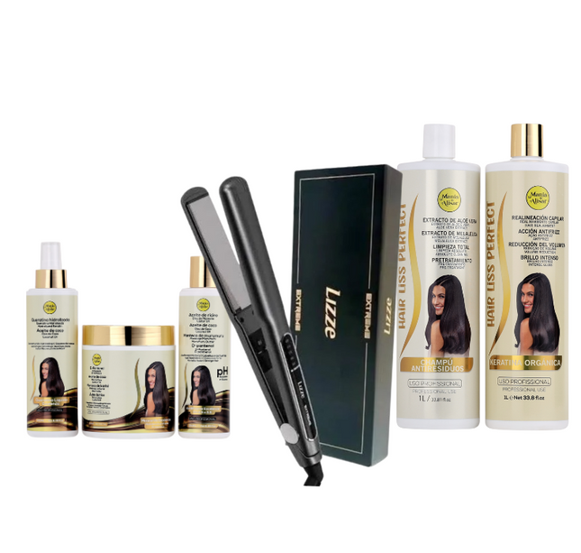 Kit de Keratina Hair Liss Perfect 1000ml + Kit de Pré-tratamiento + Plancha
